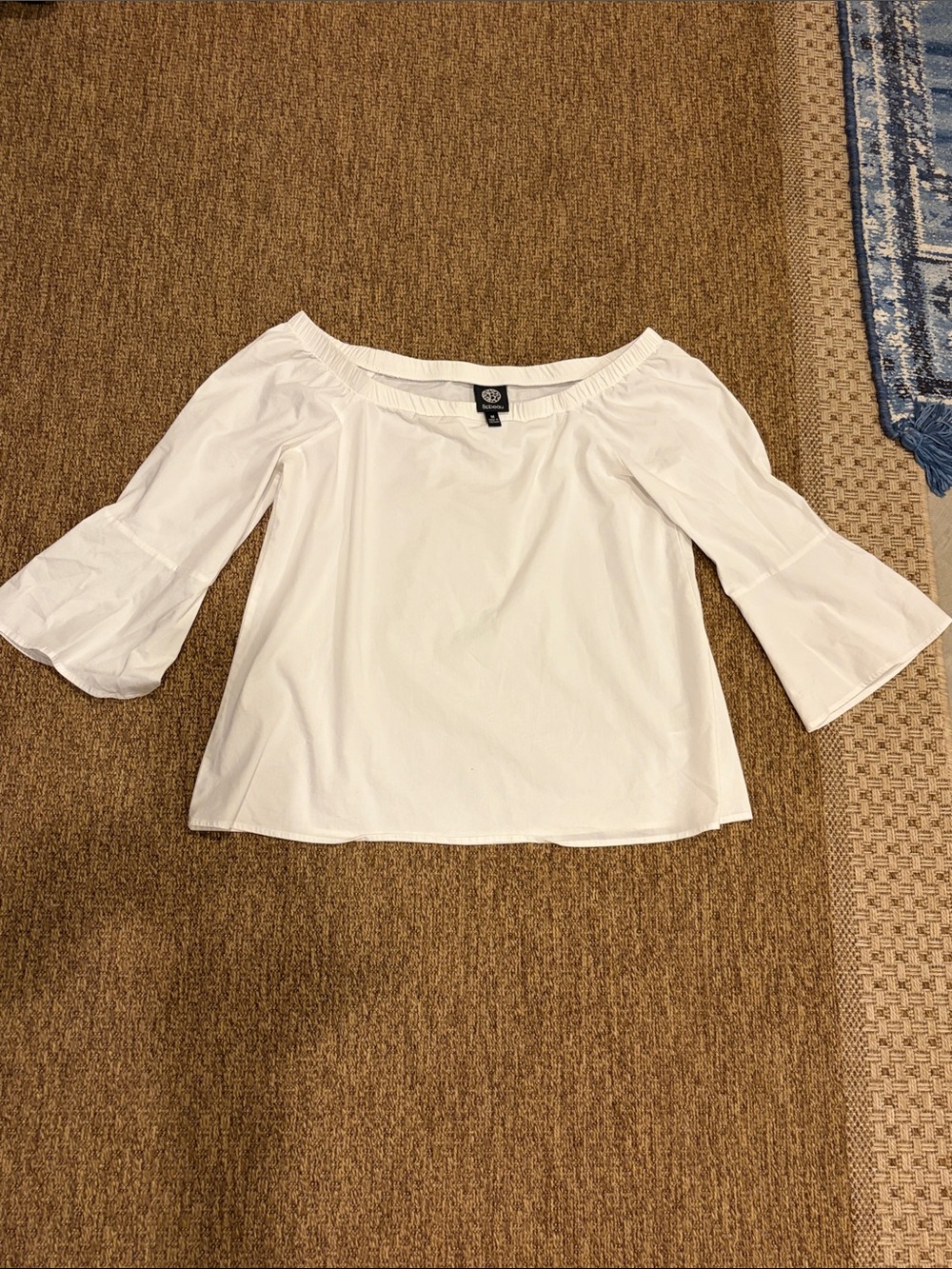 bobeau White Off-The-Shoulder Bell Sleeve Blouse